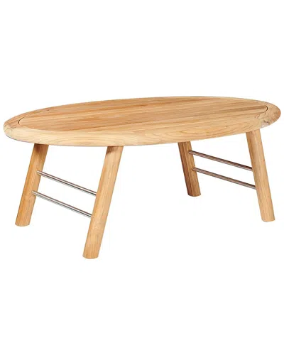 Curated Maison Daniele Outdoor Teak Oval Coffee Table In Brown