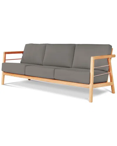 Curated Maison Daniele Teak Deep Seating 86 Inch Outdoor Sofa With Sunbrella Charcoal Cushion