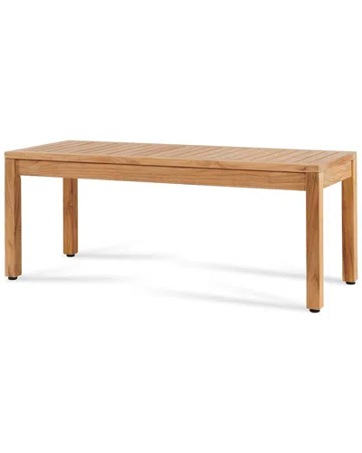 Curated Maison Dionne 2-person Teak Outdoor Backless Bench In Brown