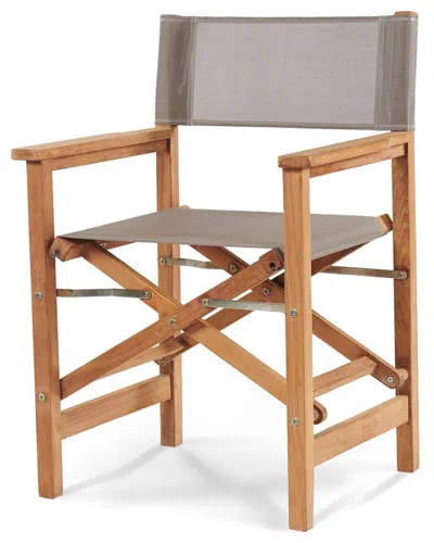 Curated Maison Directeur Teak Outdoor Dining Folding Armchair In Taupe In Brown