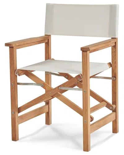Curated Maison Directeur Teak Outdoor Dining Folding Armchair In White In Multi