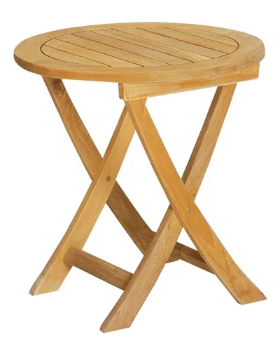 Curated Maison Discontinued  Perrie Round Teak Outdoor Side Folding Table