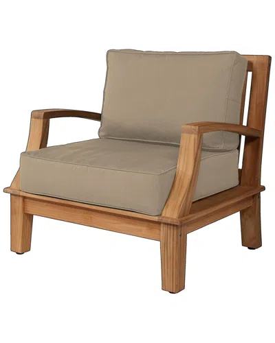 Curated Maison Eliane Teak Club Chair With Sunbrella Fawn Cushion In Green