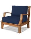 Curated Maison Eliane Teak Club Chair With Sunbrella Navy Cushion In Blue