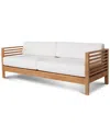 Curated Maison Eliane Teak Outdoor Sofa With Sunbrella Cushion In White