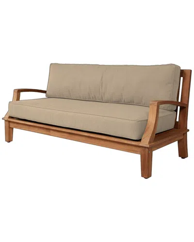 Curated Maison Eliane Teak Outdoor Sofa With Sunbrella® Fawn Cushion In Nude