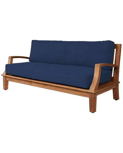 Curated Maison Eliane Teak Sofa With Sunbrella Cushion In Blue