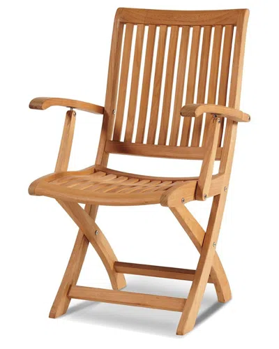 Curated Maison Felice Teak Outdoor Dining Folding Armchair In Brown