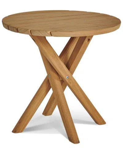 Curated Maison Fleur Round Teak Outdoor Side Table In Brown