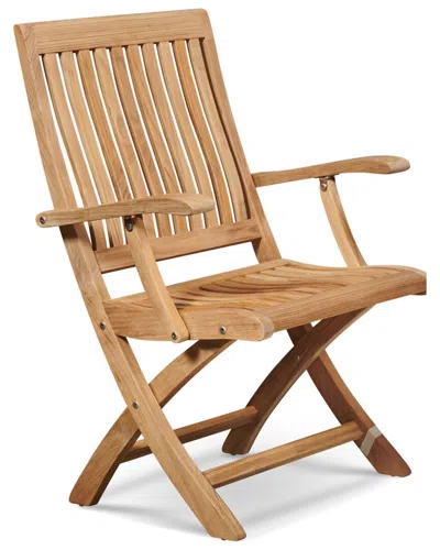 Curated Maison Florence Teak Folding Outdoor Armchair In Brown