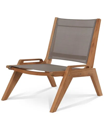 Curated Maison Laurent Teak Outdoor Sling Chat Chair In Brown