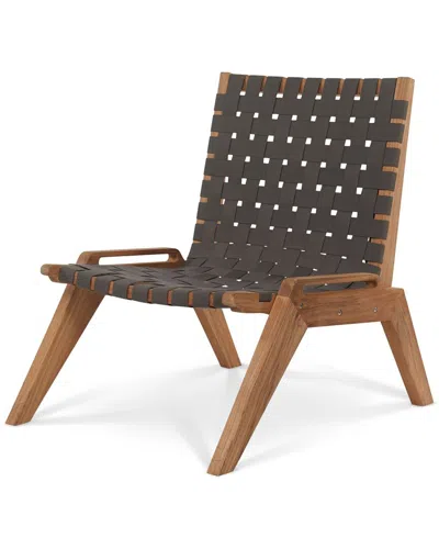 Curated Maison Laurent Teak Outdoor Woven Chat Chair In Gray