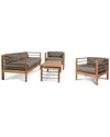 Curated Maison Leon 4-piece Teak Outdoor Patio Deep Seating Sofa Set With Sunbrella Charcoal Cushions In Charcoal