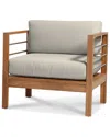 Curated Maison Leon Teak Outdoor Club Chair With Sunbrella Canvas Cushion In Brown