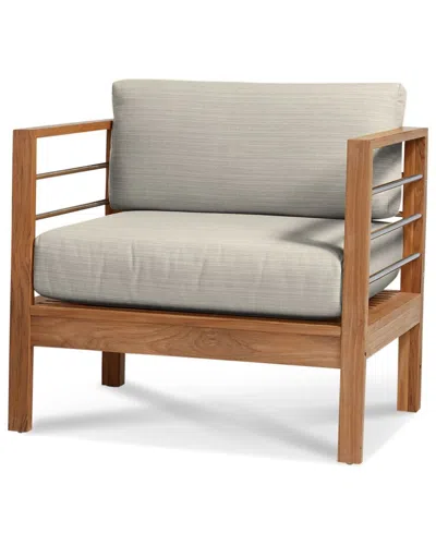 Curated Maison Leon Teak Outdoor Club Chair With Sunbrella Canvas Cushion In Brown