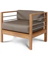 Curated Maison Leon Teak Outdoor Club Chair With Sunbrella Charcoal Cushion In Brown