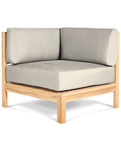 Curated Maison Leon Teak Outdoor Sectional Corner With Sunbrella Canvas Cushion In Beige