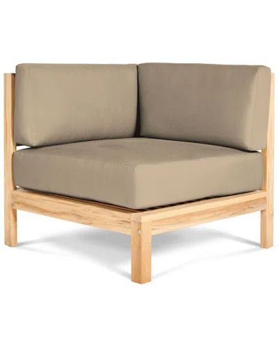 Curated Maison Leon Teak Outdoor Sectional Corner With Sunbrella Fawn Cushion In Brown