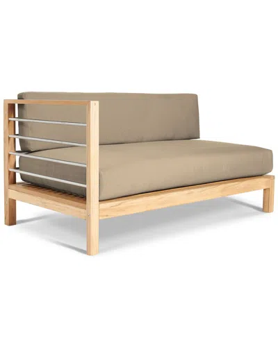 Curated Maison Leon Teak Outdoor Sectional Left Sofa With Sunbrella® Fawn Cushion In Neutral