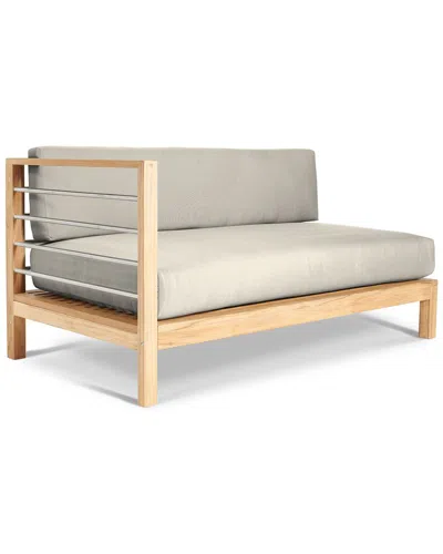 Curated Maison Leon Teak Outdoor Sectional Left With Sunbrella Canvas Cushion In Beige