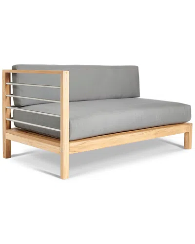 Curated Maison Leon Teak Outdoor Sectional Left With Sunbrella Charcoal Cushion