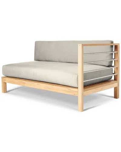 Curated Maison Leon Teak Outdoor Sectional Right With Sunbrella Canvas Cushion In Beige