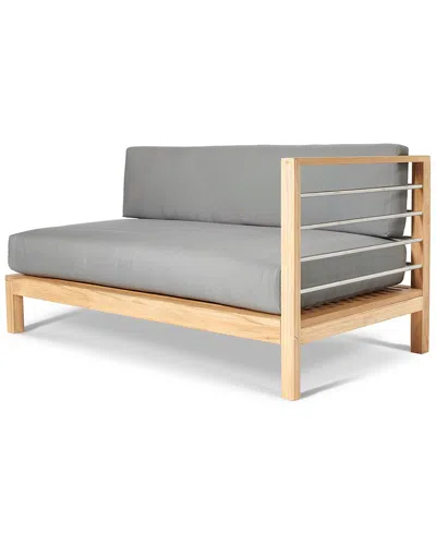 Curated Maison Leon Teak Outdoor Sectional Right With Sunbrella Charcoal Cushion