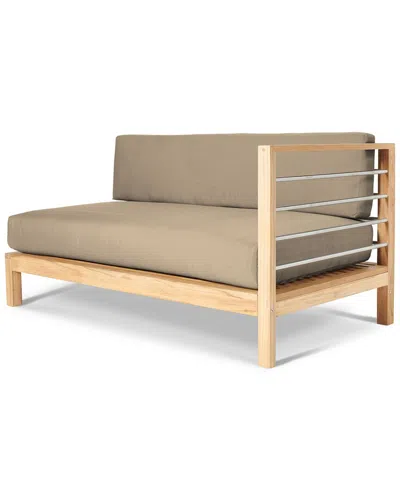 Curated Maison Leon Teak Outdoor Sectional Right With Sunbrella Fawn Cushion In Brown