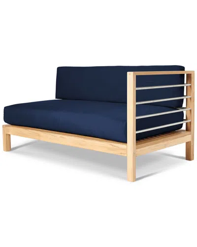 Curated Maison Leon Teak Outdoor Sectional Right With Sunbrella Navy Cushion In Blue