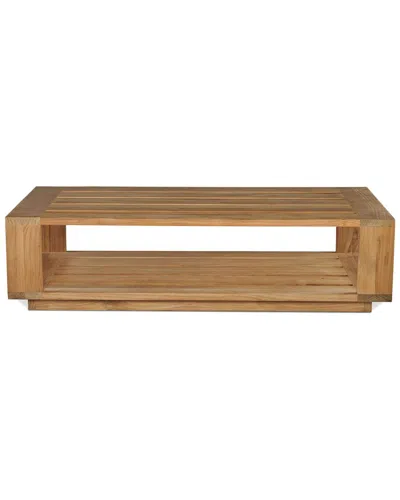 Curated Maison Lothair Rectangular Teak Outdoor Coffee Table In Brown