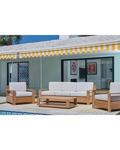 Curated Maison Lovel 5pc Rectangular Teak Outdoor Dining Set With Extendable Table & Stacking Armcha In Brown