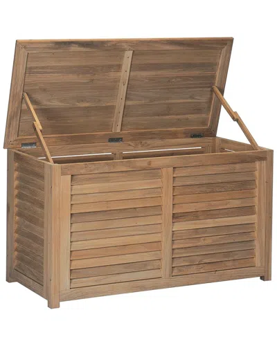 Curated Maison Martha Teak Outdoor Storage Cushion Box In Brown