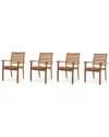 Curated Maison Mathieu Outdoor Teak Dining Stacking Armchair (set Of 4) In Brown