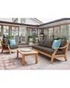 Curated Maison Mathieu Square Teak Outdoor Dining Table With Umbrella Hole In Brown