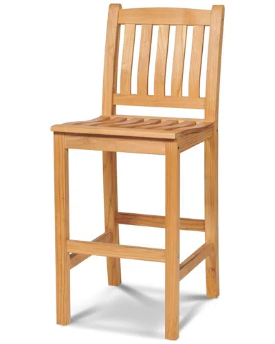 Curated Maison Michele Teak Outdoor Bar Height Dining Chair In Brown