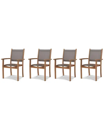 Curated Maison Perrin Stacking Teak Outdoor Dining Armchair In Brown
