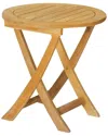 Curated Maison Perryn Round Teak Outdoor Side Folding Table In Brown