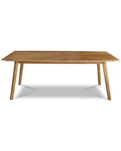Curated Maison Plaisance Rectangular Teak Outdoor Dining Table With Umbrella Hole In Brown