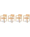 Curated Maison Riva Teak Outdoor Dining Stackable Armchair (set Of 4) In Brown