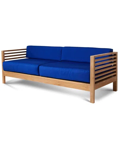 Curated Maison Sylvie 2-piece Teak Outdoor Lounge Set With Sunbrella® True Blue Cushions In Neutral