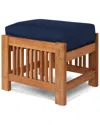 Curated Maison Sylvie Teak Outdoor Ottoman With Sunbrella Navy Cushions In Brown