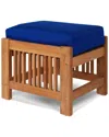 Curated Maison Sylvie Teak Outdoor Ottoman With Sunbrella True Blue Cushions In Brown