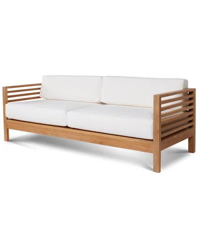 Curated Maison Sylvie Teak Outdoor Sofa With Sunbrella® White Cushions In Multi