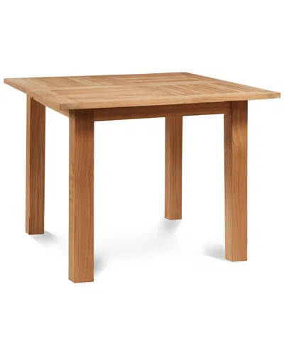 Curated Maison Theophile Square Teak Outdoor Dining Table With Umbrella Hole In Brown