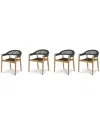 Curated Maison Valerie Teak Outdoor Stacking Armchair (set Of 4) In Gray