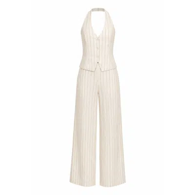 Curated Row Neutrals Linen Blend Tailored Co-ord In White