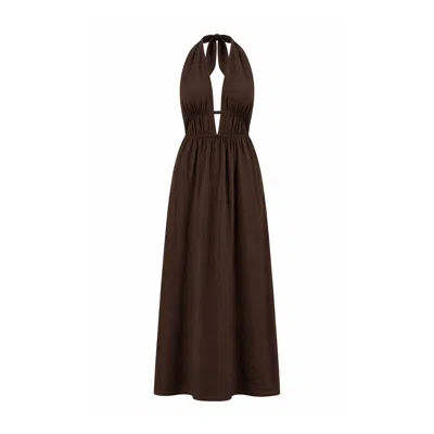 Curated Row Women's Brown Lea Halter Midi Dress