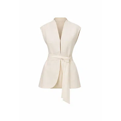 Curated Row Women's Neutrals Clare Linen Blend Wrap Vest Top In Multi