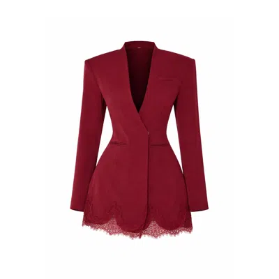 Curated Row Women's Red Maura Burgundy Lace Blazer Dress
