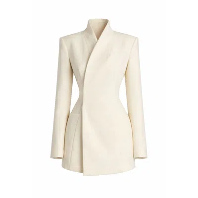 Curated Row Women's Structured Woven Blazer Dress White